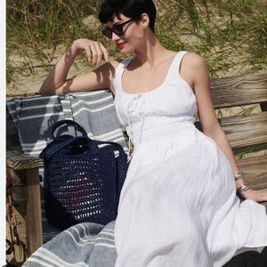 J. Crew Smoked linen white dress- size XS